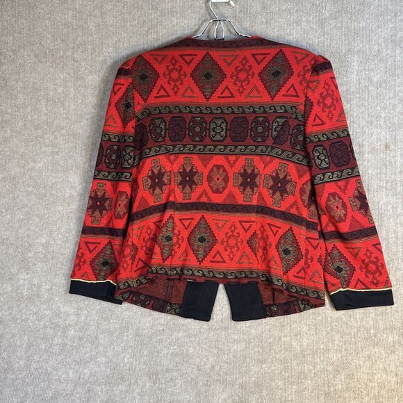 Tina Barrie Petites Jacket 12 USA L Southwest Print Cardigan Statement Sweater - Picture 8 of 10
